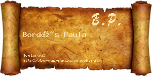 Bordás Paula névjegykártya